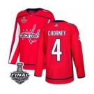 Men's Adidas Washington Capitals #4 Taylor Chorney Authentic Red Home 2018 Stanley Cup Final NHL Jersey