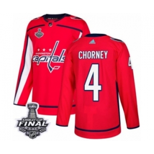 Men's Adidas Washington Capitals #4 Taylor Chorney Authentic Red Home 2018 Stanley Cup Final NHL Jersey