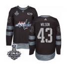 Men's Adidas Washington Capitals #43 Tom Wilson Authentic Black 1917-2017 100th Anniversary 2018 Stanley Cup Final NHL Jersey