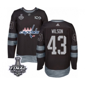 Men's Adidas Washington Capitals #43 Tom Wilson Authentic Black 1917-2017 100th Anniversary 2018 Stanley Cup Final NHL Jersey