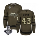 Men's Adidas Washington Capitals #43 Tom Wilson Authentic Green Salute to Service 2018 Stanley Cup Final NHL Jersey