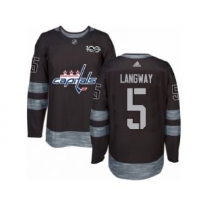 Men's Adidas Washington Capitals #5 Rod Langway Authentic Black 1917-2017 100th Anniversary NHL Jersey