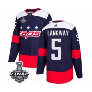 Men's Adidas Washington Capitals #5 Rod Langway Authentic Navy Blue 2018 Stadium Series 2018 Stanley Cup Final NHL Jersey