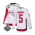 Men's Adidas Washington Capitals #5 Rod Langway Authentic White Away 2018 Stanley Cup Final NHL Jersey