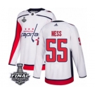 Men's Adidas Washington Capitals #55 Aaron Ness Authentic White Away 2018 Stanley Cup Final NHL Jersey