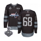 Men's Adidas Washington Capitals #68 Jaromir Jagr Authentic Black 1917-2017 100th Anniversary 2018 Stanley Cup Final NHL Jersey