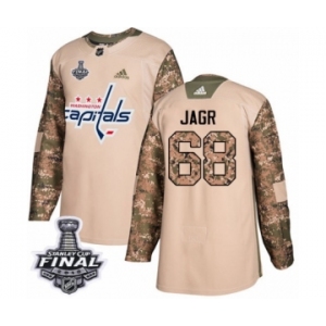 Men's Adidas Washington Capitals #68 Jaromir Jagr Authentic Camo Veterans Day Practice 2018 Stanley Cup Final NHL Jersey