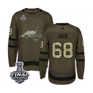 Men's Adidas Washington Capitals #68 Jaromir Jagr Authentic Green Salute to Service 2018 Stanley Cup Final NHL Jersey