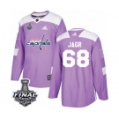 Men's Adidas Washington Capitals #68 Jaromir Jagr Authentic Purple Fights Cancer Practice 2018 Stanley Cup Final NHL Jersey