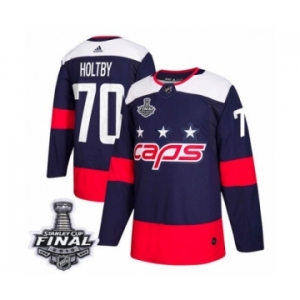 Men's Adidas Washington Capitals #70 Braden Holtby Authentic Navy Blue 2018 Stadium Series 2018 Stanley Cup Final NHL Jersey