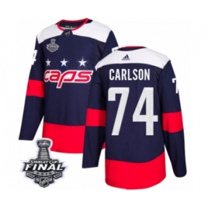 Men's Adidas Washington Capitals #74 John Carlson Authentic Navy Blue 2018 Stadium Series 2018 Stanley Cup Final NHL Jerse