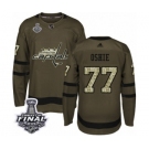 Men's Adidas Washington Capitals #77 T.J. Oshie Authentic Green Salute to Service 2018 Stanley Cup Final NHL Jersey