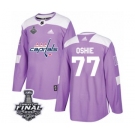 Men's Adidas Washington Capitals #77 T.J. Oshie Authentic Purple Fights Cancer Practice 2018 Stanley Cup Final NHL Jersey