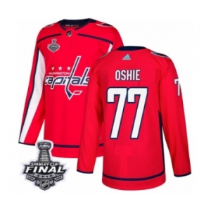 Men's Adidas Washington Capitals #77 T.J. Oshie Premier Red Home 2018 Stanley Cup Final NHL Jersey