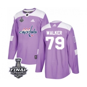 Men's Adidas Washington Capitals #79 Nathan Walker Authentic Purple Fights Cancer Practice 2018 Stanley Cup Final NHL Jersey