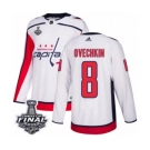 Men's Adidas Washington Capitals #8 Alex Ovechkin Authentic White Away 2018 Stanley Cup Final NHL Jersey