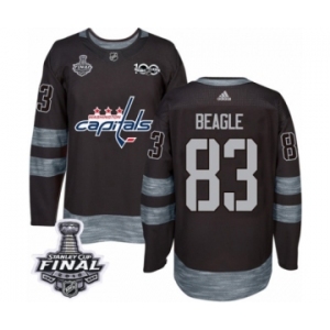 Men's Adidas Washington Capitals #83 Jay Beagle Authentic Black 1917-2017 100th Anniversary 2018 Stanley Cup Final NHL Jersey