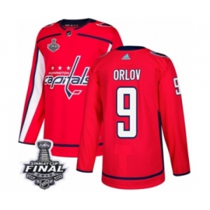 Men's Adidas Washington Capitals #9 Dmitry Orlov Authentic Red Home 2018 Stanley Cup Final NHL Jersey