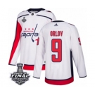 Men's Adidas Washington Capitals #9 Dmitry Orlov Authentic White Away 2018 Stanley Cup Final NHL Jersey