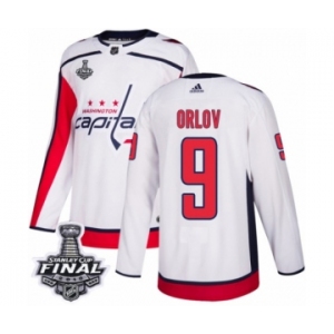 Men's Adidas Washington Capitals #9 Dmitry Orlov Authentic White Away 2018 Stanley Cup Final NHL Jersey