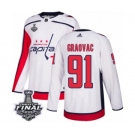 Men's Adidas Washington Capitals #91 Tyler Graovac Authentic White Away 2018 Stanley Cup Final NHL Jersey