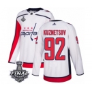 Men's Adidas Washington Capitals #92 Evgeny Kuznetsov Authentic White Away 2018 Stanley Cup Final NHL Jersey