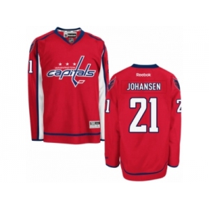 Men's Reebok Washington Capitals #21 Lucas Johansen Authentic Red Home NHL Jersey