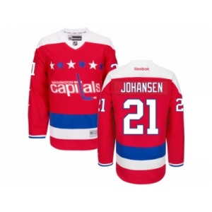 Men's Reebok Washington Capitals #21 Lucas Johansen Authentic Red Third NHL Jersey