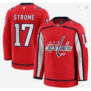 Men's Washington Capitals #17 Dylan Strome Red 2024-25 Home Stitched Hockey Jersey