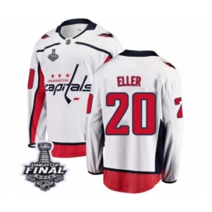 Men's Washington Capitals #20 Lars Eller Fanatics Branded White Away Breakaway 2018 Stanley Cup Final NHL Jersey