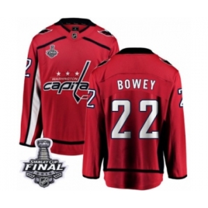 Men's Washington Capitals #22 Madison Bowey Fanatics Branded Red Home Breakaway 2018 Stanley Cup Final NHL Jersey