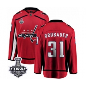 Men's Washington Capitals #31 Philipp Grubauer Fanatics Branded Red Home Breakaway 2018 Stanley Cup Final NHL Jersey