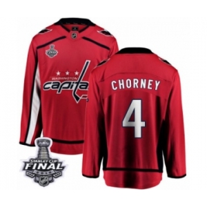 Men's Washington Capitals #4 Taylor Chorney Fanatics Branded Red Home Breakaway 2018 Stanley Cup Final NHL Jersey