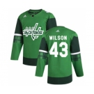 Men's Washington Capitals #43 Tom Wilson 2020 St. Patrick's Day Stitched Hockey Jersey Green