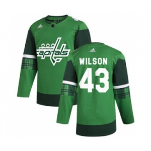 Men's Washington Capitals #43 Tom Wilson 2020 St. Patrick's Day Stitched Hockey Jersey Green