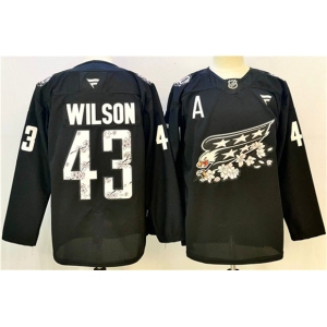 Men's Washington Capitals #43 Tom Wilson Black Cherry Blossom With A Patch Stitched Hockey Jersey