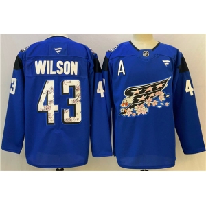 Men's Washington Capitals #43 Tom Wilson Blue Cherry Blossom With A Patch Stitched Hockey Jersey
