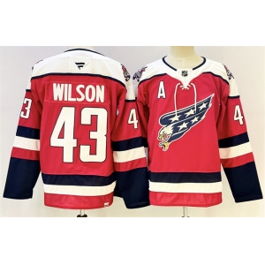 Men's Washington Capitals #43 Tom Wilson Red With A Patch Stitched Hockey Jersey