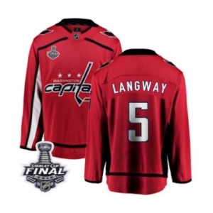 Men's Washington Capitals #5 Rod Langway Fanatics Branded Red Home Breakaway 2018 Stanley Cup Final NHL Jersey
