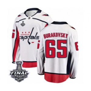 Men's Washington Capitals #65 Andre Burakovsky Fanatics Branded White Away Breakaway 2018 Stanley Cup Final NHL Jersey