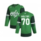 Men's Washington Capitals #70 Braden Holtby 2020 St. Patrick's Day Stitched Hockey Jersey Green