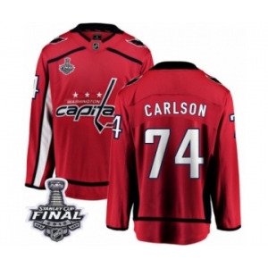 Men's Washington Capitals #74 John Carlson Fanatics Branded Red Home Breakaway 2018 Stanley Cup Final NHL Jersey