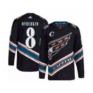 Men's Washington Capitals #8 Alex Ovechkin Black 2022-23 Reverse Retro Stitched Jersey