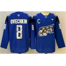 Men's Washington Capitals #8 Alex Ovechkin Blue Cherry Blossom With C Patch Stitched Hockey Jersey