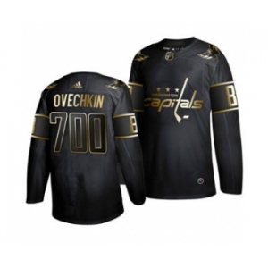 Men's Washington Capitals #8 Alexander Ovechkin 700 Goals Career Black Golden Editon Limited Stitched Hockey Jersey