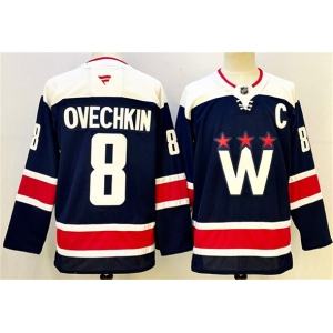 Men's Washington Capitals #8 Alexander Ovechkin Navy With C Patch Stitched Hockey Jersey