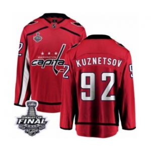 Men's Washington Capitals #92 Evgeny Kuznetsov Fanatics Branded Red Home Breakaway 2018 Stanley Cup Final NHL Jersey