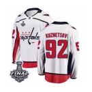 Men's Washington Capitals #92 Evgeny Kuznetsov Fanatics Branded White Away Breakaway 2018 Stanley Cup Final NHL Jersey