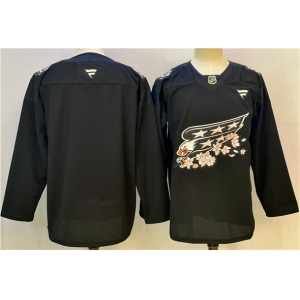 Men's Washington Capitals Blank Black Cherry Blossom Stitched Hockey Jersey
