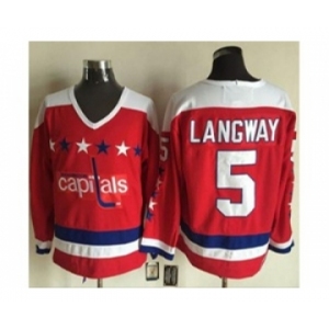 nhl jerseys washington capitals #5 langway red[m&n]